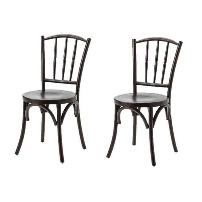 amadeus - lot de 2 chaises bistrot en bois - marron foncé