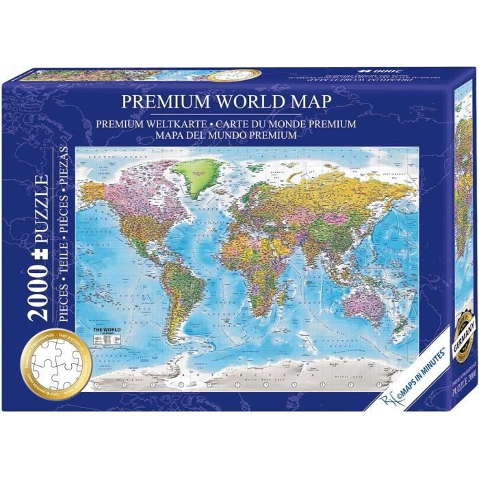 Puzzle Carte Du Monde 2000 Pièces - Le Monde - 97 X 68 Cm Carte Premium ...