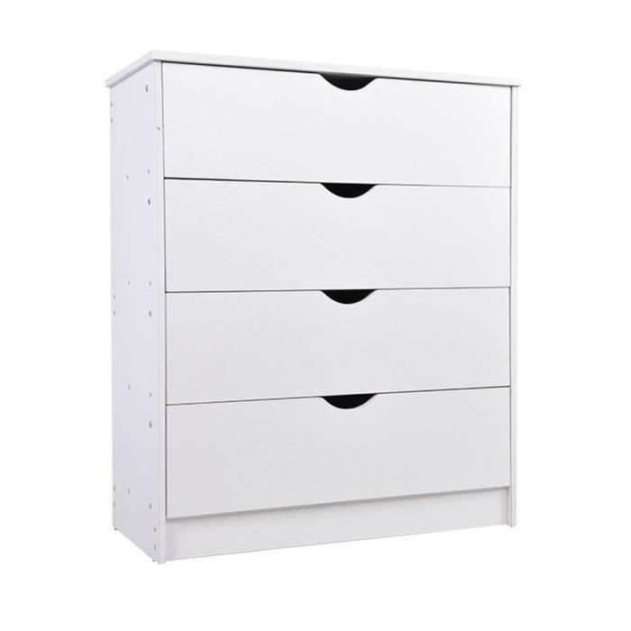 Commode 4 Tiroirs Chambre A Coucher Meubles En Bois Blanc