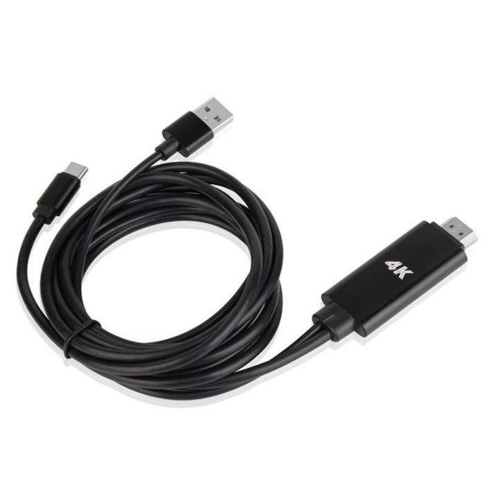 ADAPTATEUR DE CÂBLE Tv Hd 4K De Type C Vers Hdmi 2M Pour Téléphones