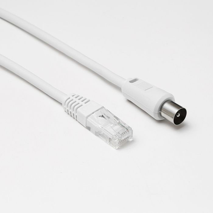 D2 Diffusion Câble RJ45 mâle vers coaxial mâle Longueur 2.00m - CAT 6 ...