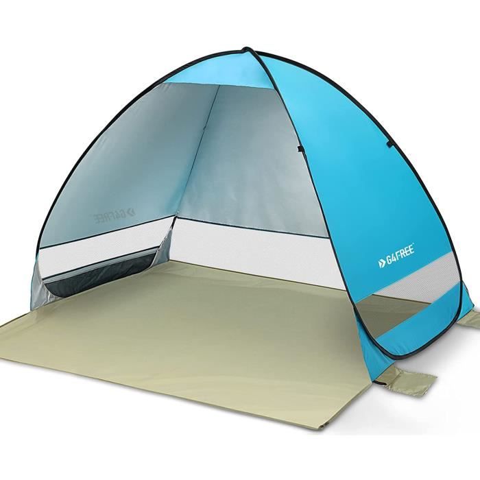 Tente De Plage Pop-up Instantanée UPF 50+ - Pour 2-4 Personnes - Imperméable - Avec Piquets Et Sac De Transport