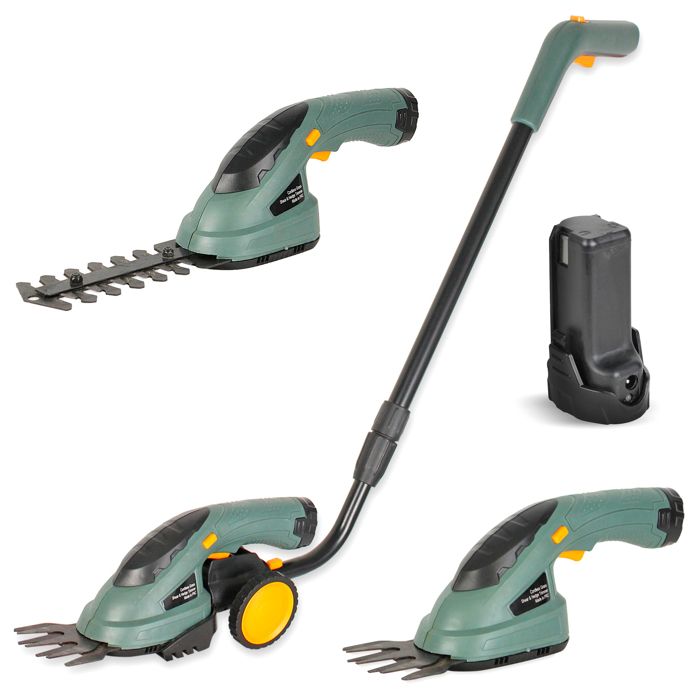 FISHTEC Coupe-bordure et taille-haie sans fil 2 en 1 - Manche télescopique - Lames 10 et 17 cm