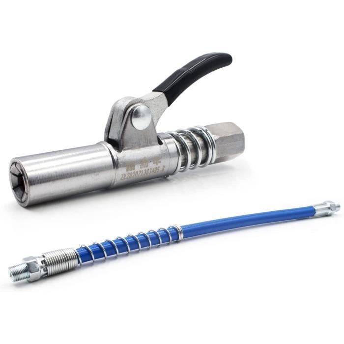 Raccord Pistolet à Graisse Coupler G Avec Tuyau 30cm - Embout Pompe Graisse Universel Haute Pression