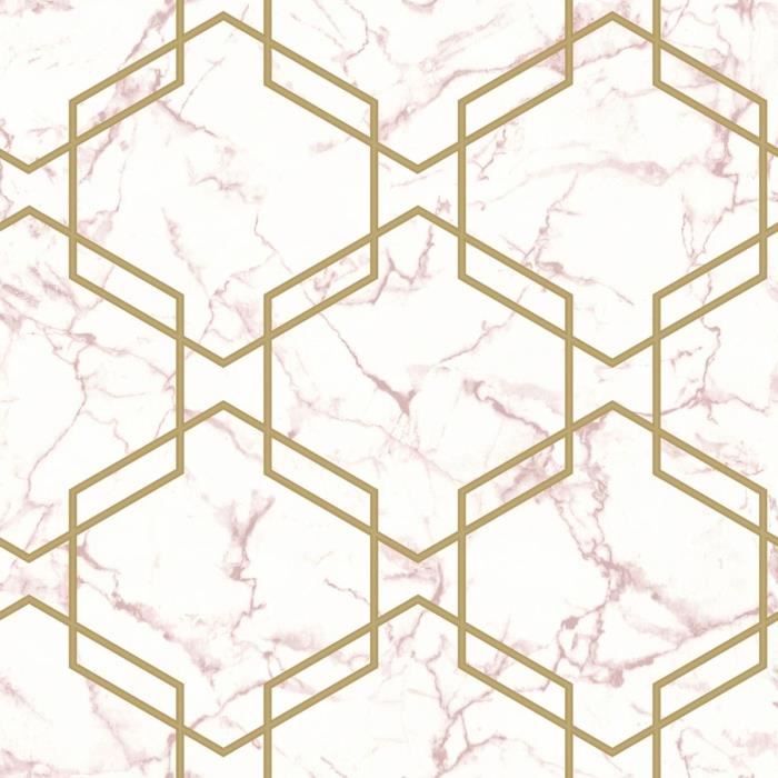 Metro Brique Marbre papier peint texturé métallique or Rose M1510 Couronne