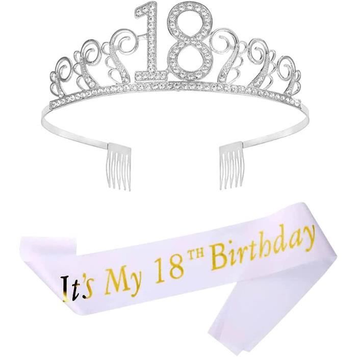 Couronne anniversaire 18 ans,couronnes princessede anniversaire et diadèmes  girl sash, diadème 18 ans tiara avec peigne couro - Achat / Vente diadème  DIADEME Argenté 