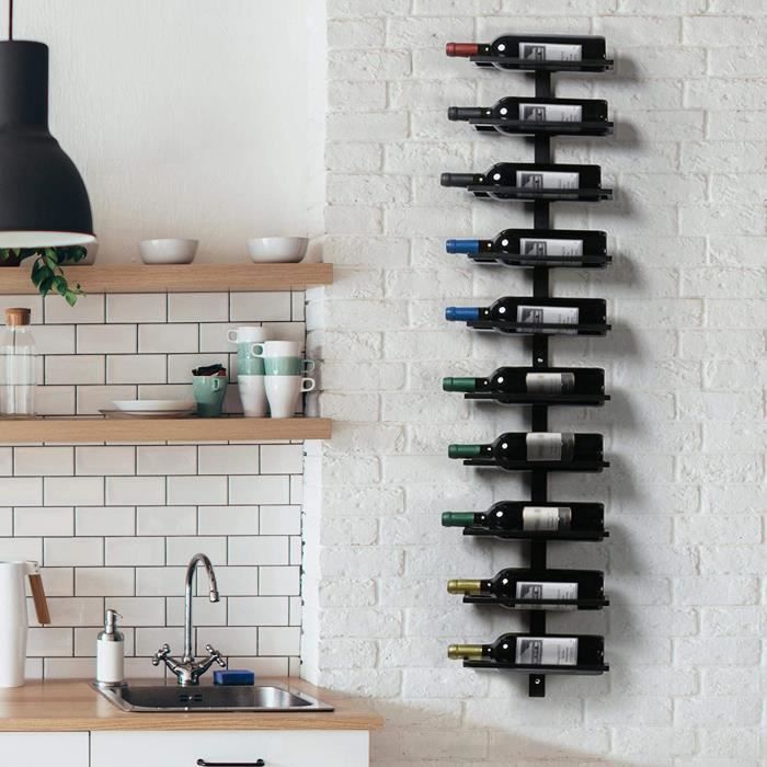 yipeema porte-bouteilles casier à vin 116cm en métal - étagère multifonctions - 10 niveaux rangement bouteille de vin / serviettes