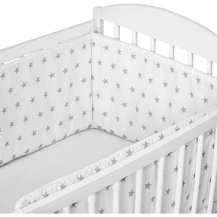 LIT BEBE tour de lit bebe garcon - contour lit bebe respirant (Blanc avec  des étoiles grises, 180 x 30 cm)26 - Cdiscount Puériculture & Eveil bébé