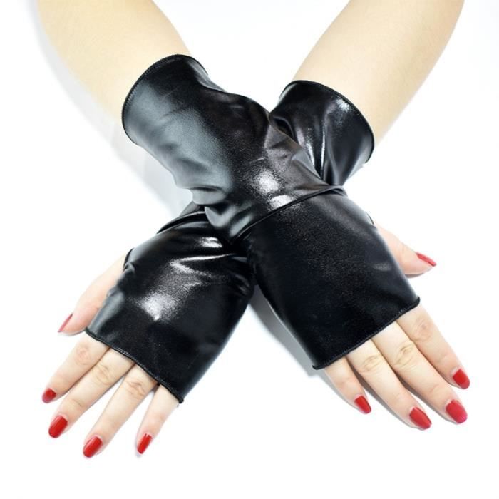 Gants Longs De Soirée Pour Femme - Faux Cuir Noir Rétro Avec Glands - Taille Unique - Neufs étiquetés