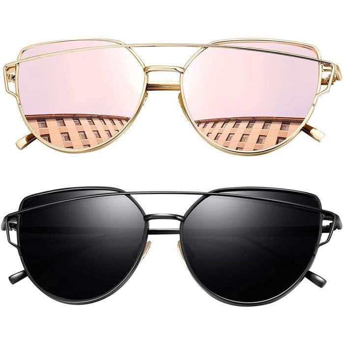 Lunette de Soleil Femme Polarisees il de Chat Lunette de Soleil Mode UV400 et Lunette de Soleil Femme Papillon Retro N1031 2 Pack sombre rose Achat Vente lunettes de soleil Neuf Cdiscount