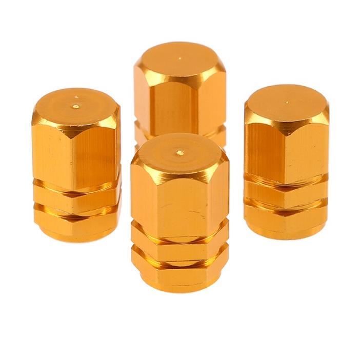 Lot De 4 Bouchons De Valve De Pneu Dorés - Alliage Aluminium - Style Couronne - Pour Voiture, Camion, Pickup