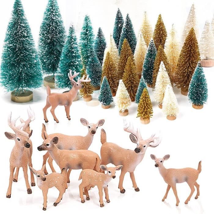 Lot de 24 mini sapins de No l avec 6 figurines miniatures