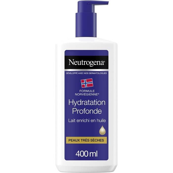 Lait Hydratant Neutrogena à L'huile - Flacon Pompe 400 Ml - Pour Peaux Très Sèches - Neuf