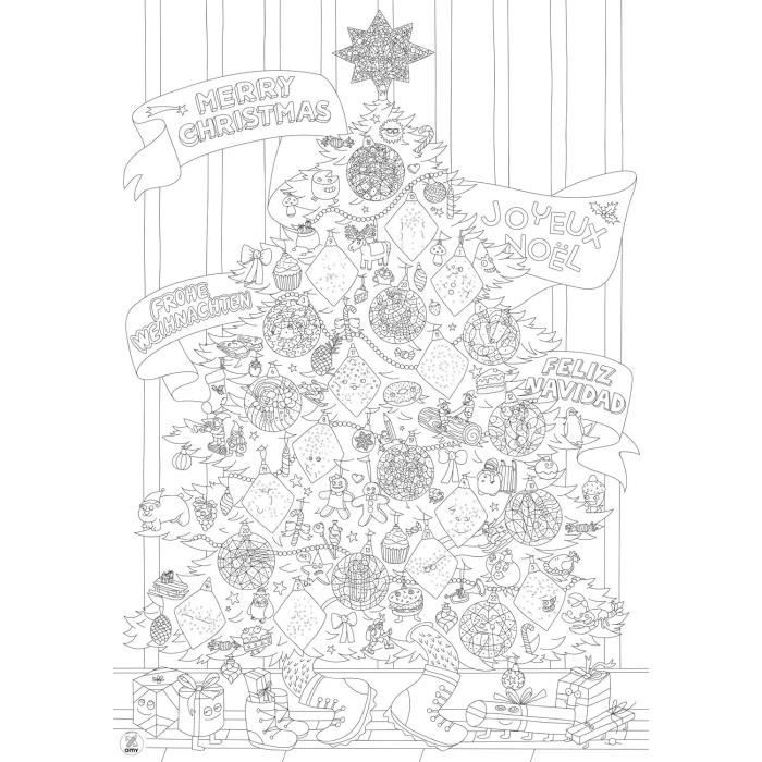 Poster Géant à Colorier OMY - POS67 Kawaii 100 X 70 Cm, Blanc - Idéal Enfants Et Adultes