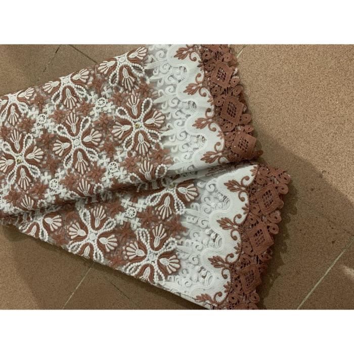 Broderie Vintage Africaine Pour Mariée Nigériane Française - Tissu En Maille Guipure - 137,2 Cm - 1 M - Dentelle Beige