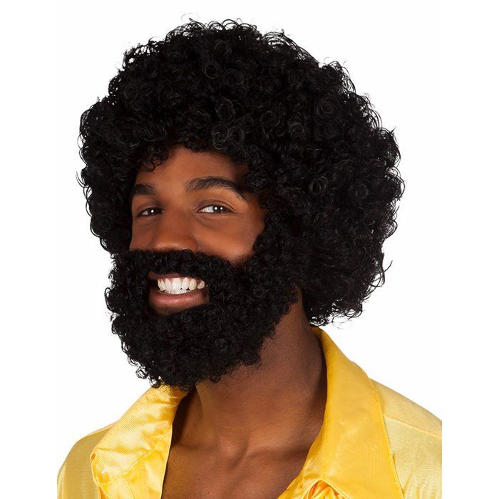 Perruque afro noire avec barbe - BOLAND - Perruque Et Barbe Mambo - Adulte  - Homme - Accessoire de déguisement - Cdiscount Jeux - Jouets