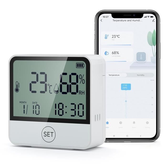 1 jeu de -hygromètre d'horloge de projection d'écran à LED