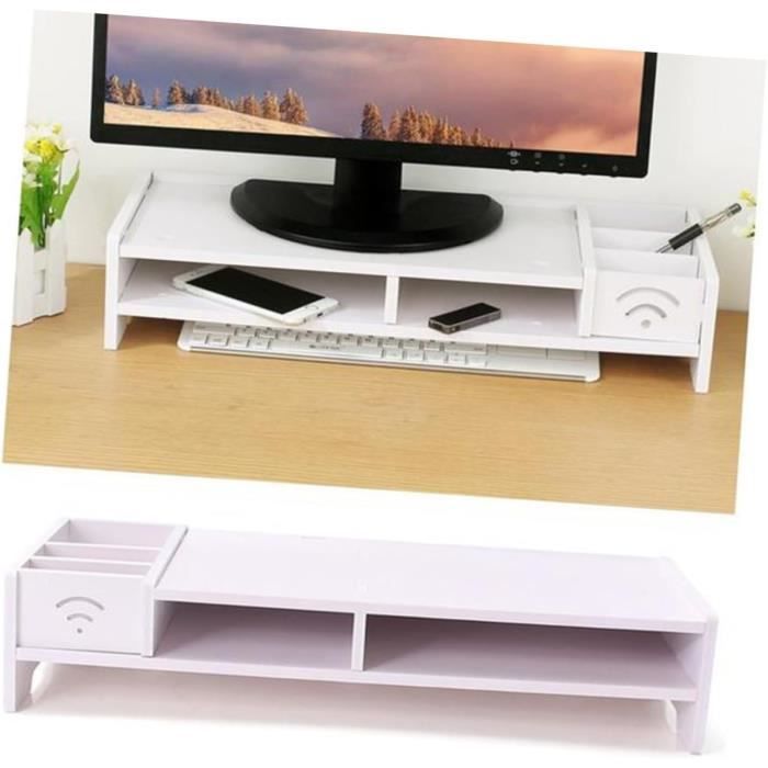 Support De Moniteur Réglable ETHU Avec Tiroir - 3 Hauteurs, Idéal Pour Un Bureau Ergonomique