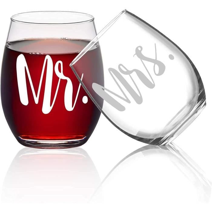 Set De 2 Verres à Vin Gravés 'LOVE' + 2 Prénoms Personnalisés – 500 Ml, Idéal Cadeau Couple Mariage Ou Saint-Valentin