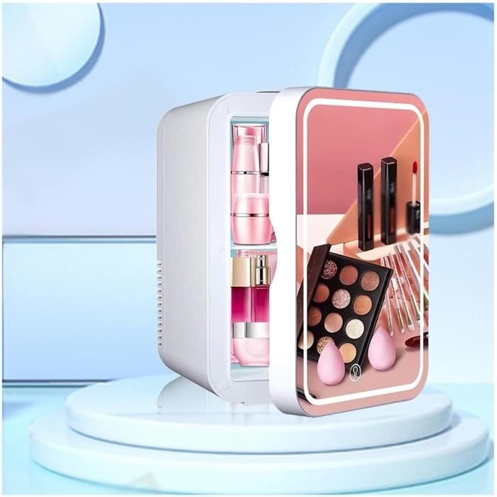 Mini Frigo Cosmétique Olvy 4L - Avec Miroir LED Et Fonction Chauffage - Idéal Pour Les Soins De La Peau - Rose