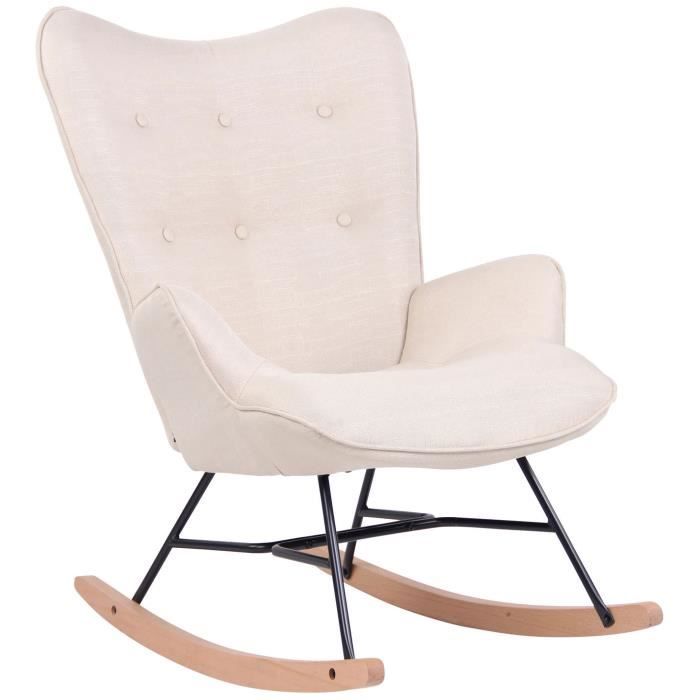 Fauteuil à Bascule Sanka En Tissu - Design Moderne Avec Structure Métal Et Patins Bois