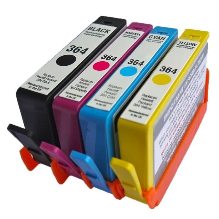 Cartouches D'encre Compatibles HP 364 XL - Lot De 4, Génériques Avec Puce, Pour Photosmart Et Deskjet