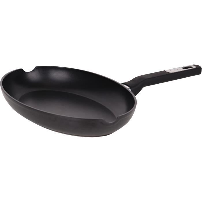 De Buyer - Poêle ovale antiadhésive CHOC en aluminium - 40 x 28 cm -, Gris