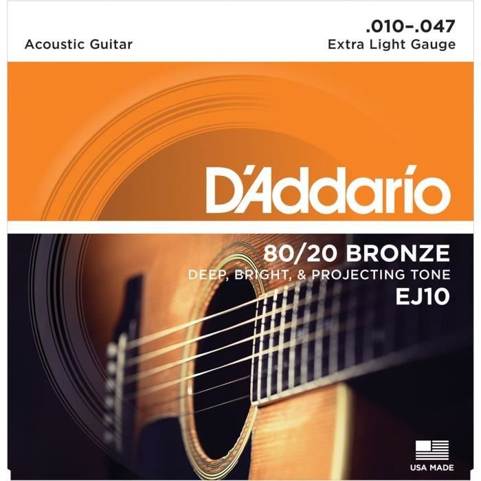 Découvrez les cordes D'Addario EJ10 en bronze 80/20 pour un son acoustique exceptionnel