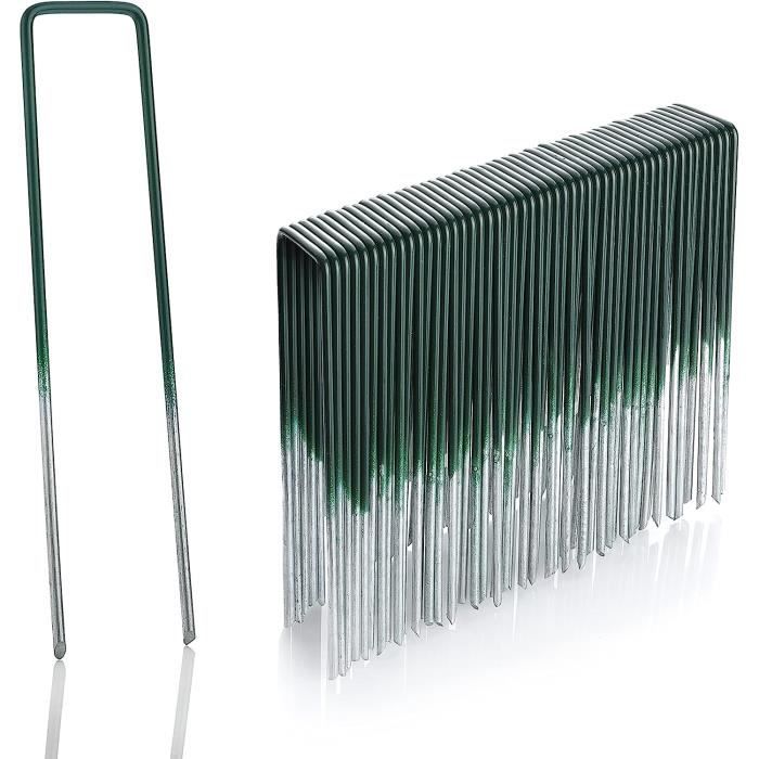 Piquets de Jardin 100 PcsPiquets de Fixation en Acier pour Jardin Toiles de Paillages et de Jardinage Grillage(Long:15 cmØ 3mm)