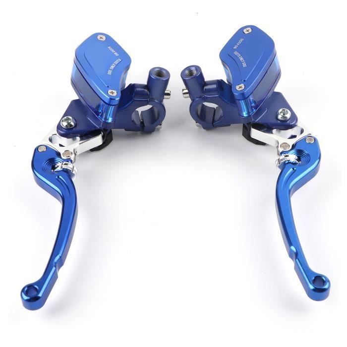Duokon Pompe hydraulique de moto Paire de 22mm CNC Moto Hydraulique Pompe De Frein Embrayage Maître-Cylindre Levier Réglable Bleu