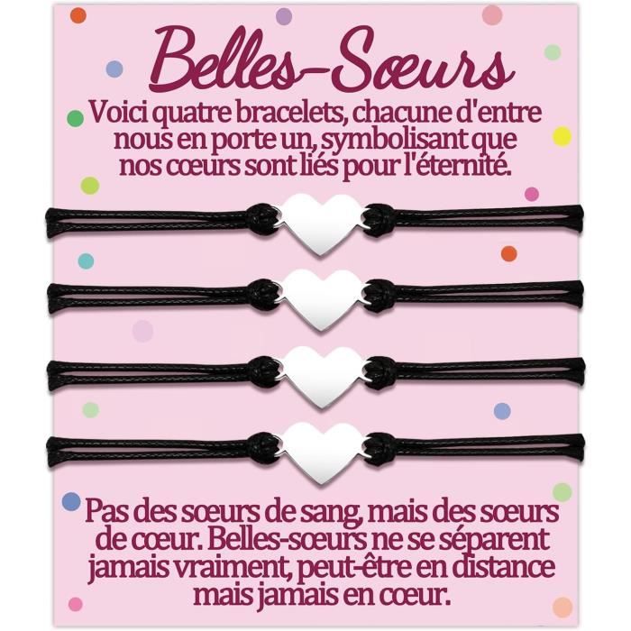 Belle Soeur Bracelet Soeurs Cadeau Sœur Bracelets Pour 2 3 4 Femme BellesSoeurs Noel Cadeaux