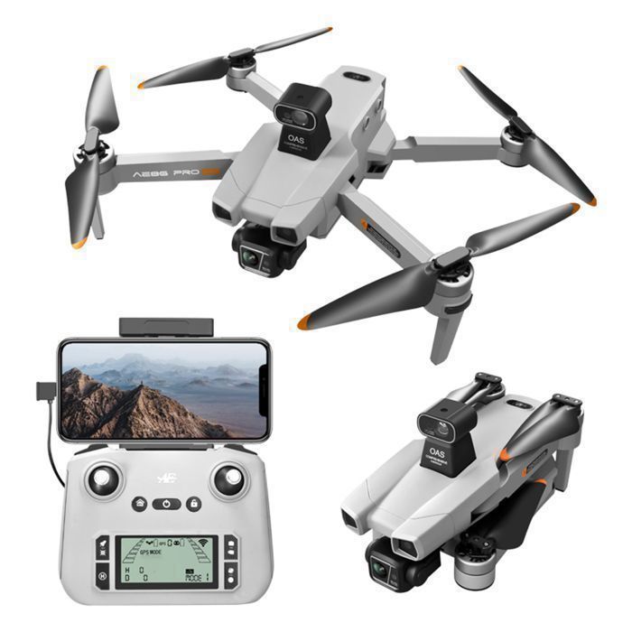 Drone GPS 4K FPV caméra Full HD avec tête de trépied à trois axes 3000m de vol anti-tremblement avec SD carte 64Go -Noir