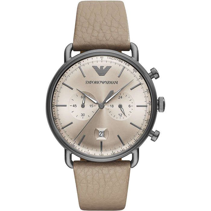 Montre EMPORIO ARMANI AR11107 Quartz Cuir Étanchéité 5 ATM Argent, Beige, Achat