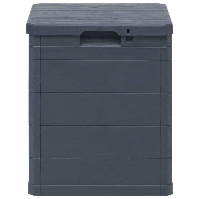 Boîte De Rangement Jardin 90L Anthracite - Coffre Plastique Texture Bois Pour Extérieur Et Intérieur