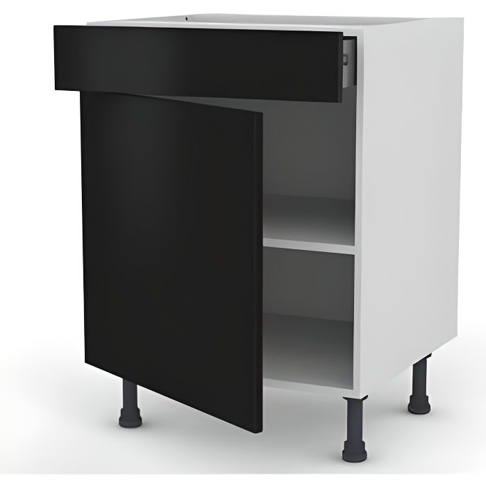 Porte De Cuisine Noire 700x600 1 Porte 1 Tiroir Vendus Sans Caisson Cdiscount Maison