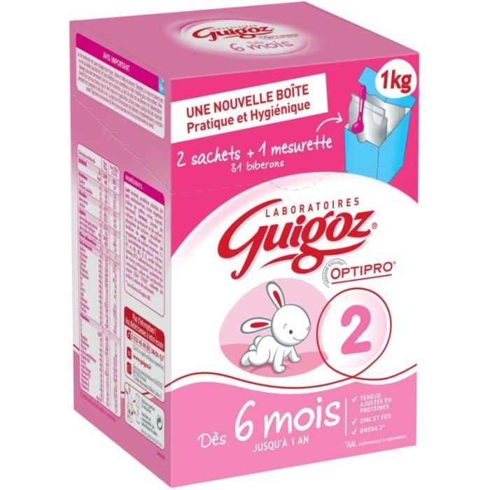 GUIGOZ Optipro Lait en poudre 2ème âge - Bag in box - 2x500 g - De