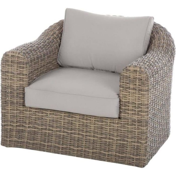 fauteuil de jardin en résine tressée moorea naturae - hespéride - marron - design - pour 1 personne