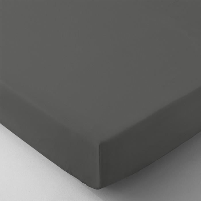 Drap Housse 100 % Coton 57 fils/cm2 - SPECIAL GRAND BONNET - 180 x 200 cm - ANTHRACITE Drap Housse 100 % Coton 57 fils/cm2 - SPECIAL GRAND BONNET - 180 x 200 cm - ANTHRACITE