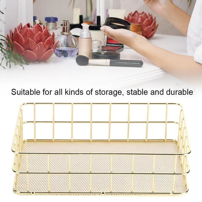 Panier De Rangement En Métal Rose Avec Nœud - Taille L (23.5x16x9.5 Cm), Pour Cosmétiques, Bijoux, Bureau