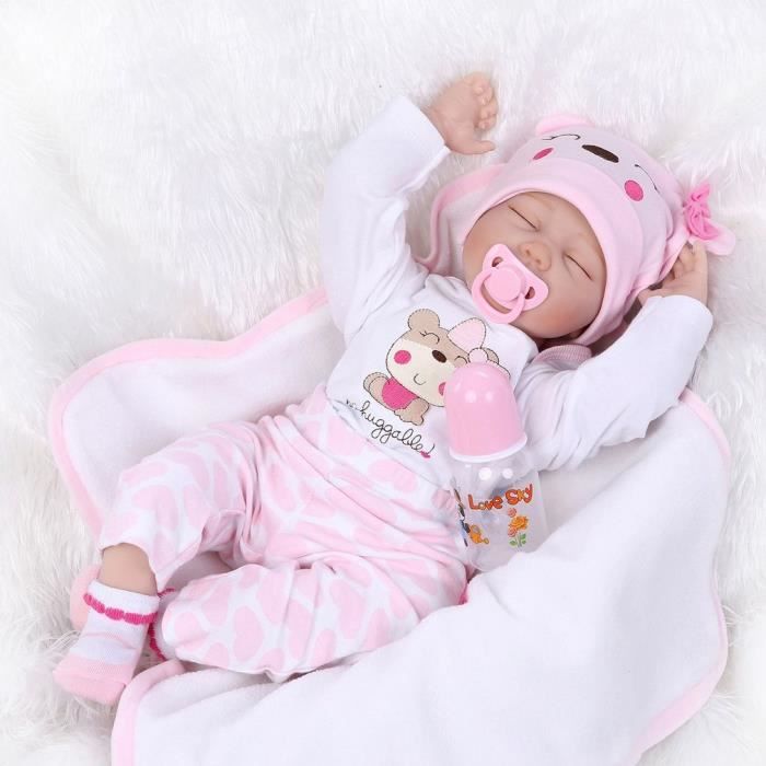 Bebe Reborn fille 55 cm Poupee Poupon bebe interactive Reborn silicone Doll nouveau ne enfants Mignonne Jouet playmate Cadeau pour Cdiscount Jeux Jouets