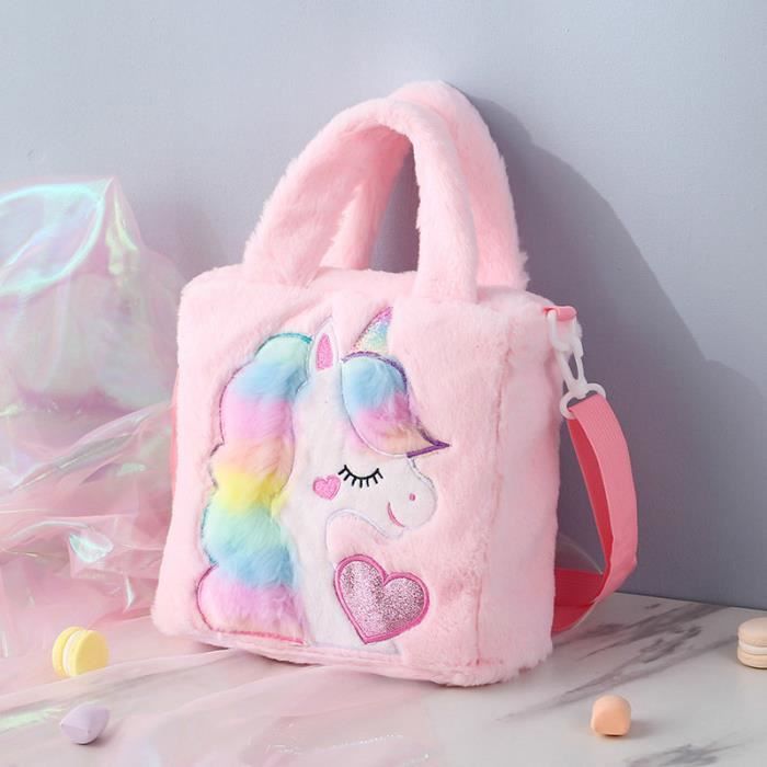 2 Pcs Petit Sac à Bandoulière pour Filles, Licorne Bandoulière Sac a Main  Petite Fille Mignonnes Épaule Brillant Sac à Main