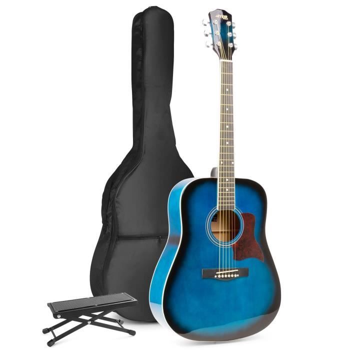 Kit de Démarrage Guitare Acoustique MAX SoloJam Bleu : Tout pour Débuter avec Confort et Style (87,90 €)
