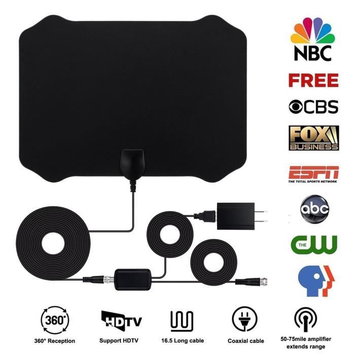 Antenna TV 2026 Interna/Esterna – Ricezione 600 Km, 4K/1080p, Con Amplificatore E 10m Cavo Coassiale