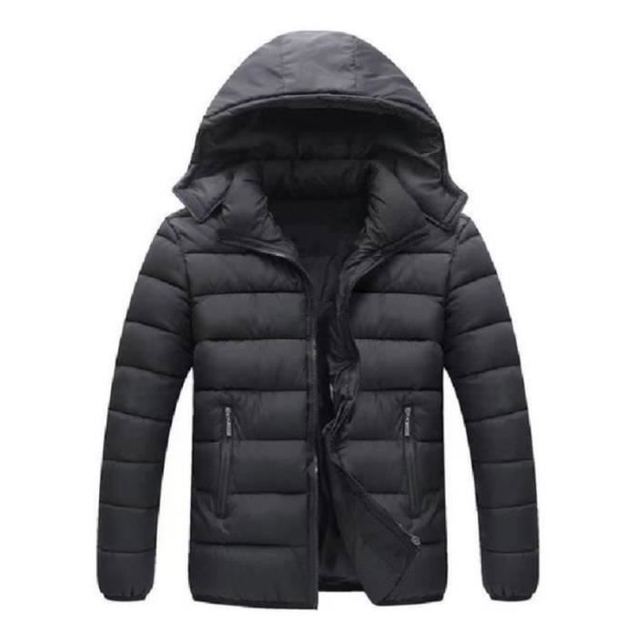 Doudoune JINDNG 1989 homme Casual a capuche Veste Blouson Homme hiver Luxe marque Encapuchonne Epais zipper parka Noir Cdiscount Pret a Porter