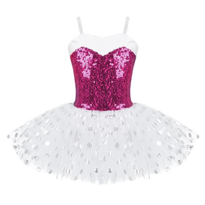 dPois Enfant Fille Tutu Ballet Classique Robe Danse Contemporaine Robe /À Paillettes Patinage Justaucorps Gymnastique Tenue Moderne Jazz Costume Spectacle 4-10 Ans