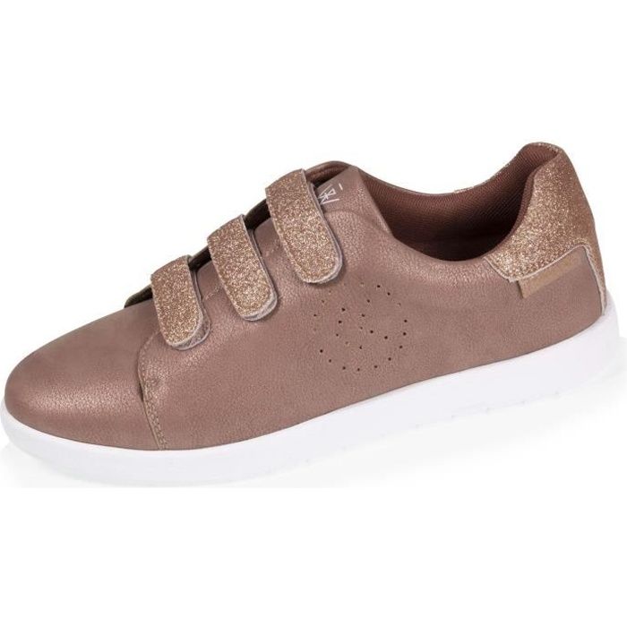 Baskets femme ISOTONER scratch et paillettes rose l g res et
