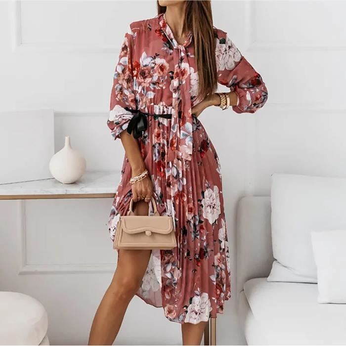 Robe longue hotsell plissée rose