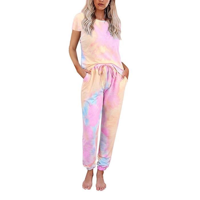 wyzesi Femme Pullover Long Sleeve Col Rond Tie-Dye Gradient Imprimé NoëL Casual Chemise