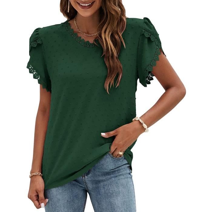 Tunique Été SENBATU Femme - Chemisier Plissé Manches Courtes Polyester Taille S-2XL