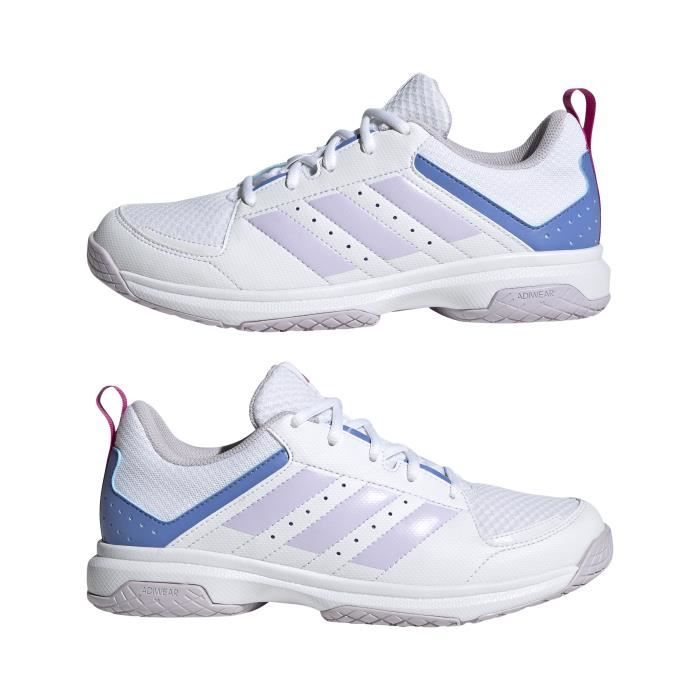 chaussures de handball indoor femme adidas ligra 7 - white/silver/blue fusion - 38 2/3